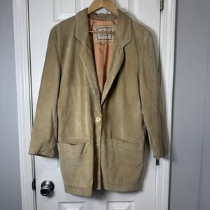 Lanna Vintage Suede Leather‎ Jacket Blazer Brown Size med